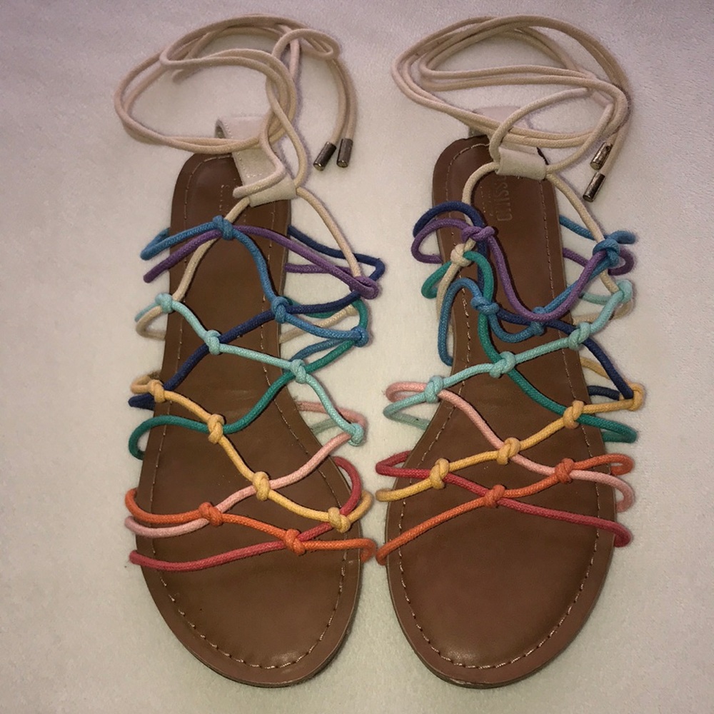 Mossimo Lace Up Gladiator Sandals Rainbow